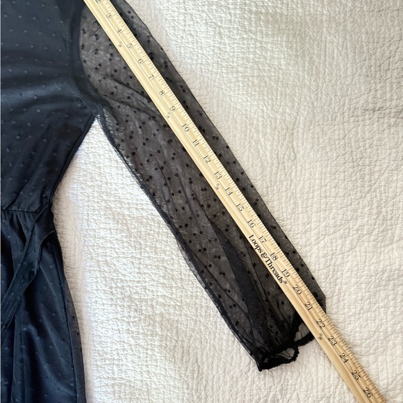 Allison & Kelly Black Polka Dot Sheer Mini Long Sleeve whimsigoth Dress - Picture 3 of 9